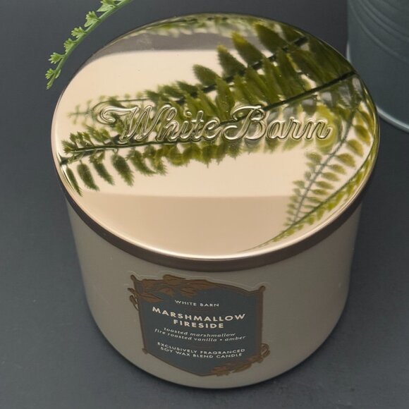 BBW Marshmallow Fireside White Barn Bath & Body Works 3 Wick Candle - Picture 4 of 10